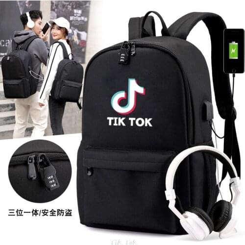 School Backpack Hot TIK TOK Teenagers School Backpack USB Port Monokuma School Bag Bear Pattern Student Book Travel Bag
