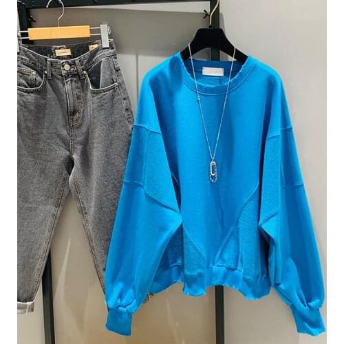 Korean Boyfriend Lazy Sweatshirt Women 2020 Autumn New Stylish Oversize Casual Long Sleeve Simple Solid Pullover Lady Tops Z522
