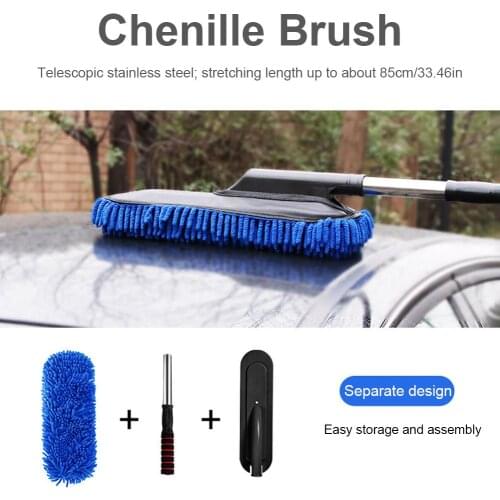 Telescopic Car Cleaning Brush Duster Microfiber Auto Window Wash Cleaner Long Handle Care Towel Washable Wax Mop Dusting Tool