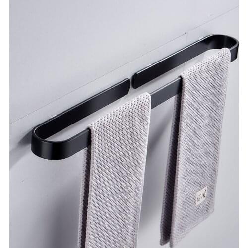 Tuqiu Towel Hanger Black Bathroom Towel Holder White Aluminum Towel Rail Matte Black Wall Mounted Towel Bar 30/40/50/60 cm
