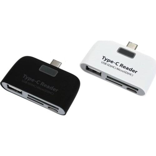 USB C Hub Adapter TF/SD Card Reader USB C Hub Multiport Adapter USB C to USB 3.1 with Charging Port, Black, White