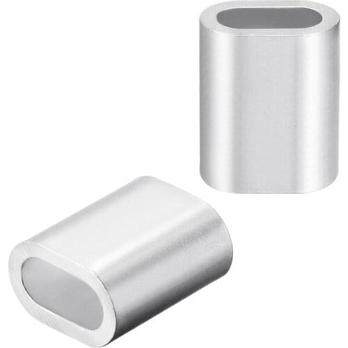 Uxcell 100Pcs M6 Aluminum Oval Sleeve 6.6mm(17/64 Inches) Steel Wire Rope Crimping Sleeves Clips Cable Ferrules Tool Parts