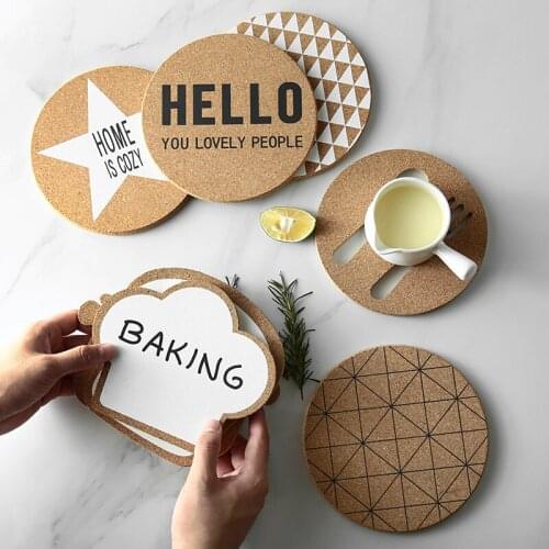 Japanese Creative Cork Insulation Table Mat Household Simple Anti-skid Round Plate Coaster