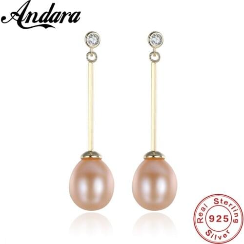 White Pink Pearl Long Earring Silver 925 Jewelry Natural Freshwater Pearl Earrings For Women
