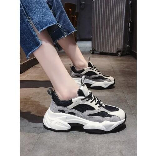 Womens Chunky Sneakers Thick Bottom Platform Vulcanize Shoes Fashion Breathable Casual Running Shoe for Woman Female 2020