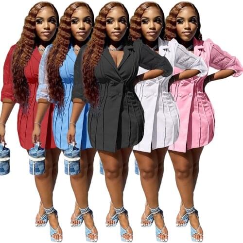 Sheer Mesh Patchwork Women Mini Blazer Dress Autumn Long Lantern Sleeve Turn Down Button Up Outfits Office Lady Wear Dresses