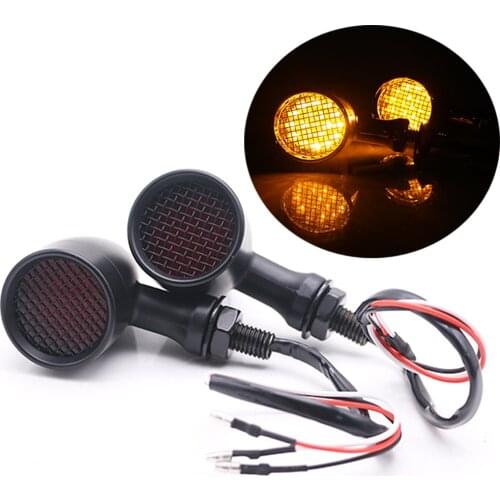 1pair Motorcycle aluminium Retro Bullet LED Turn Signal Brake Light Mesh Lens For Harley Chopper Bobber Yamaha Honda Kawasaki