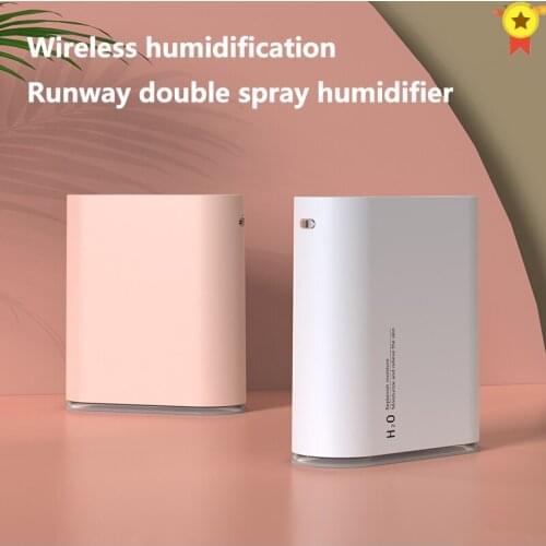1L Dual Spray Air Humidifier 2000mAh USB Rechargeable Wireless Ultrasonic Aroma Water Mist Diffuser Romantic Light Humidifier