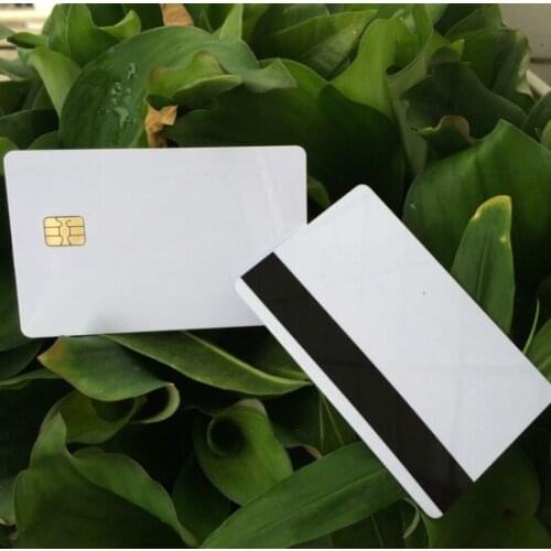 200 pcs/lot White Contact Sle4442 Chip Smart IC Blank PVC Card with 2750 OE Hi-Co Magnetic Stripe