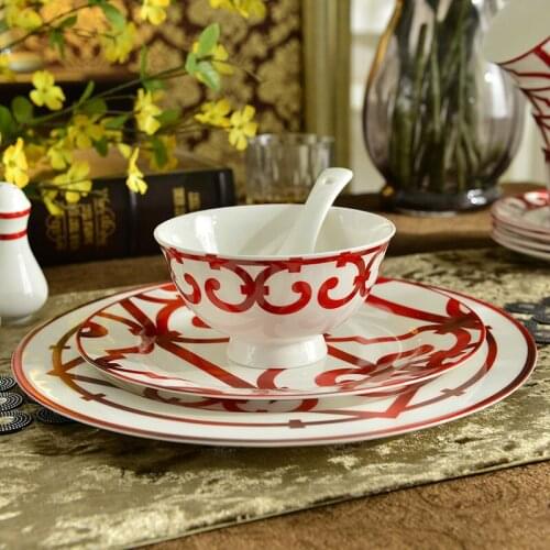 4.5inch Porcelain Red Bowls Set Decoration Home Restaurant Dining Table Dinnerware Bone China Dinner Serving Rice Soup Bowl Dish
