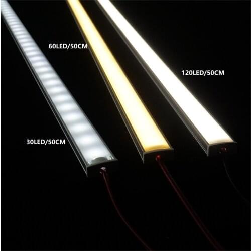 5pcs/lot 12VDC 20inch LED cabinet bar light,2835 60 120/240 led per meter flat U profile led hard strip,2W/6W/9W diode invisible