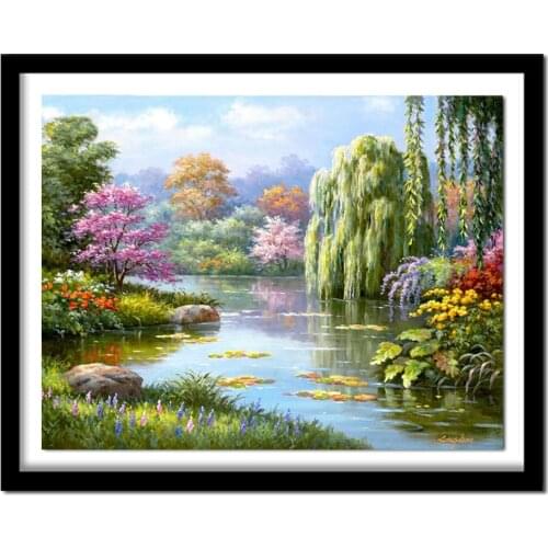 5D DIY Diamond Embroidery Spring Tree Landscape Full Square Drill Diamond Painting Cross Stitch Rhinestone BK270