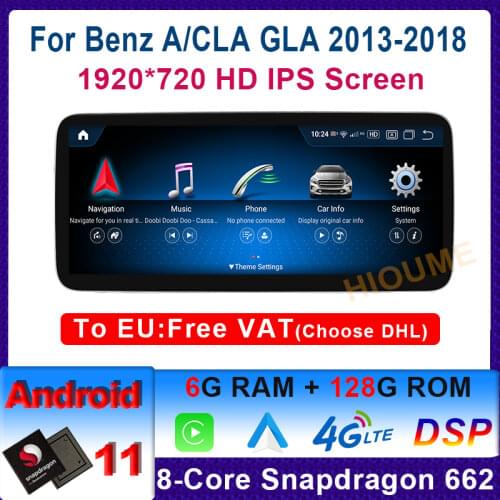 10.25" Snapdragon CPU 4+64G Android 10 Car Multimedia Player GPS Radio for Mercedes Benz A W176 CLA C117 X117 GLA X156 2013-2018