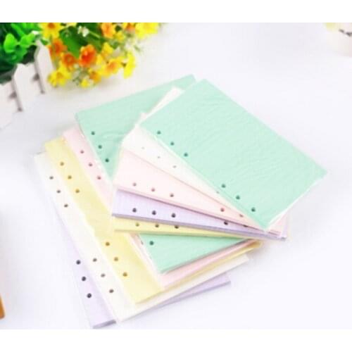 Colorful A5 Loose Leaf Notebook Refills 6 Holes Rings Binder Spiral Diary Planner Inner Core Inserts Paper Guest Book