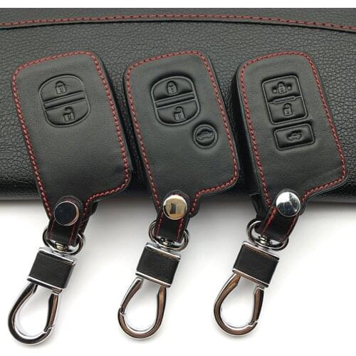 Genuine Leather Remote Control Keychain Car Key Cover For Toyota Camry/ Highlander / VIOS /Yaris 2 buttons key case starline a91