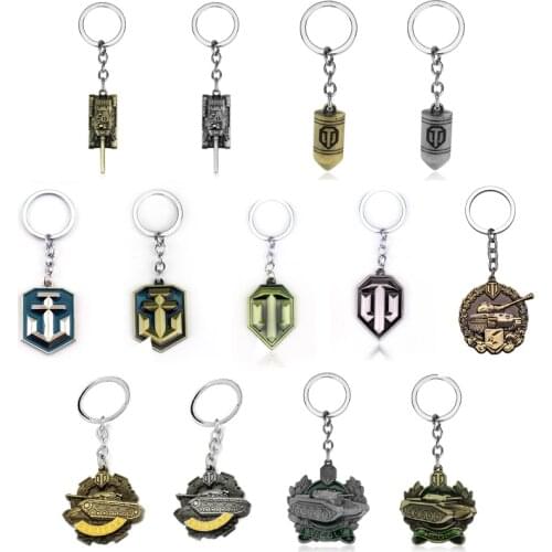 Hot Sale Game World of Tanks Keychain WOT Metal Bullet Tank Badge Key Ring Pendant Car Bag Chaveiro Men Jewelry