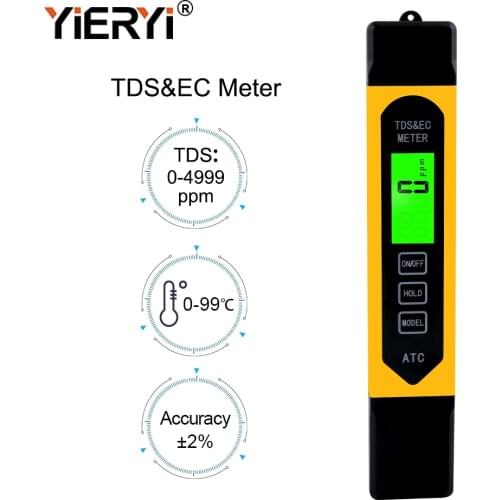 Yieryi Digital TDS EC Meter Temperature ATC Tester Pen Conductivity Water Measurement Analyzer with backlight