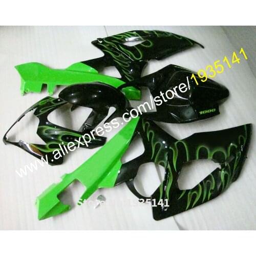 Cowling For Suzuki GSXR1000 K5 05 06 GSX-R1000 2005 2006 GSXR 1000 Green Flame Bodywork Motorbike Fairing (Injection molding)