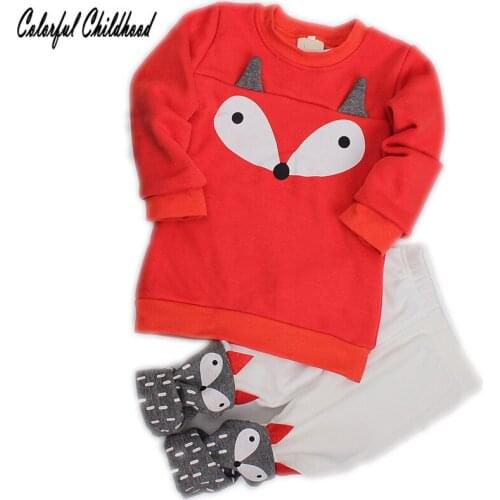 Kids Sets For Girls Autumn Toddler Boys Fox Christmas Toddler Long Sleeve Sweatshirt+Pants Clothing Set Children Girl Clothes