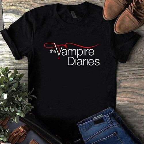 Short-sleeve Tee Shirt Women Men The Vampire Diaries T Shirt Ulzzang Vintage T-Shirt Harajuku Female Tee Tops Plus Size XXS-4XL