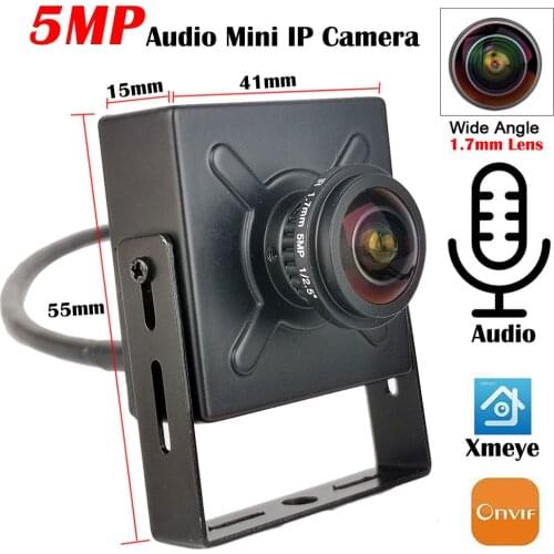 H.265 Audio HD 5MP 3MP Mini IP POE Camera 5MP 1.7mm Fisheye Lens Wider Angle Panoramic Metal Indoor Security ONVIF P2P IP Camera