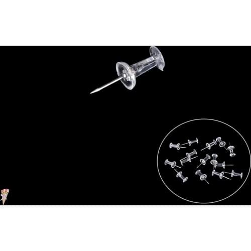 40pcs Clear Assorted Making Thumb Tacks Cork Board Office School Stationery Supplies Transparent Plastic Tacks Push Pins