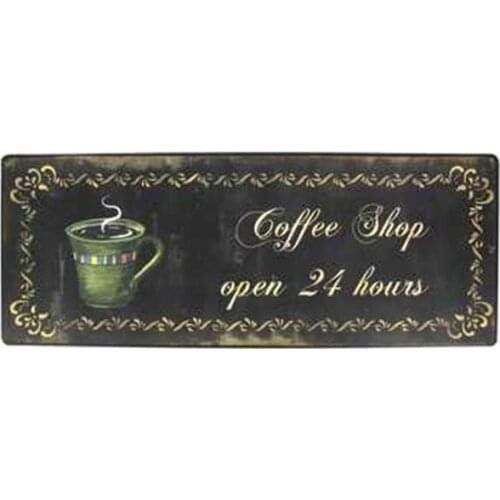 Coffee Shop Open 24 Hours Metal Tin Sign Home Wall Decor