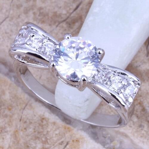 Attractive White CZ Silver Plated Womens Jewelry Ring Size 7 / 8 / 9 R0741