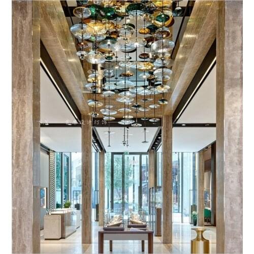 Led hotel lobby glass chandelier duplex floor sales office shop decoration guest restaurant post-modern minimalist chandelier