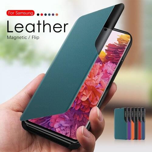 PU Leather Smart Window View Magnetic Flip Case On for Samsung Galaxy S20FE S 20FE S20 FE Fan Edition SM-G781B 6.5'' Stand Cover