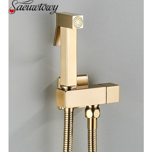 Brushed Golden Bidet Shower Faucet Stainless Steel Bidet Faucet Muslim Ducha Higienica Single Cold Water Mixer Tap Toilet Faucet