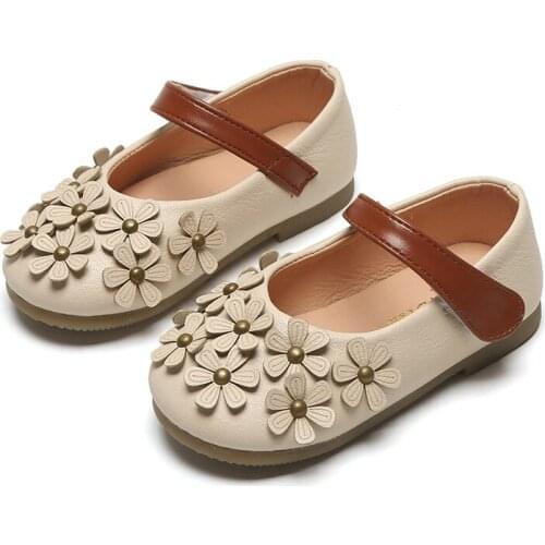 2020 New Little Girl Shoes Toddler Dress Children Flower Leather Shoes For Baby Kids Princess Shoe 1 2 3 4 5 6 Years Black Pink