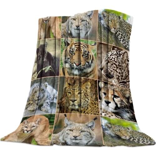 Animal Tiger Leopard Lion Throw Blanket Portable Soft Blanket for Sofa Microfiber Flannel Blankets for Beds