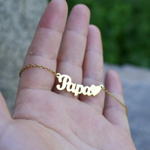 Papa Stainless Steel Letter Necklace For Women "I love Dad" Fathers Day Gift