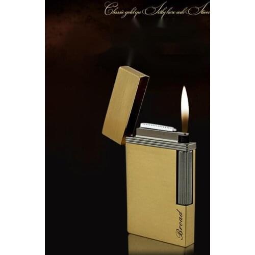 Simple Smooth Surface Miaoyin Flat Plate Ultra Thin Steel Sound Classic Grinding Wheel Open Fire Butane Gas Lighter