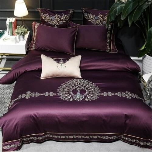 Luxurious Egyptian cotton bedding set, classical Chinese embroidery flowers and birds, large and extra large duvet cover set