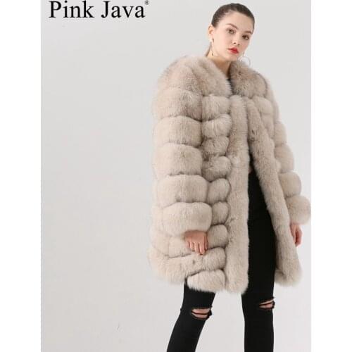 Pink java QC19060 new arrival hot sale real fox fur coat natural fox fur coat long coat women coat winter thick fur