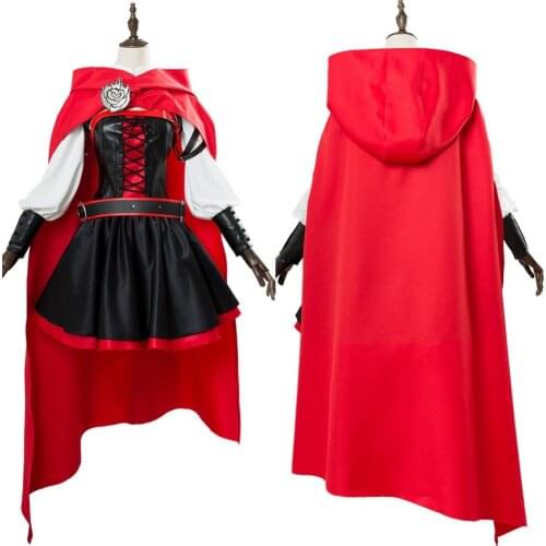 Ruby Rose Cosplay Red Dress Cloak Battle Uniform Anime Suit Halloween Cosplay Ruby Rose Costume Women Girls