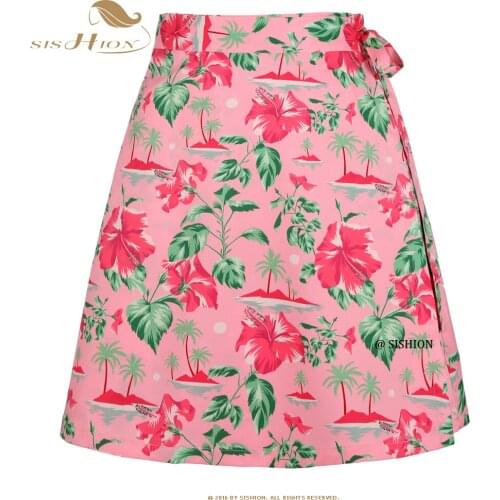 SISHION Pink Plus Size Sarong Women Summer Skirt SS0015 XS-XXL Wrap Hawaiian Beach Tropical Travel Holiday Casual Sexy Skirt