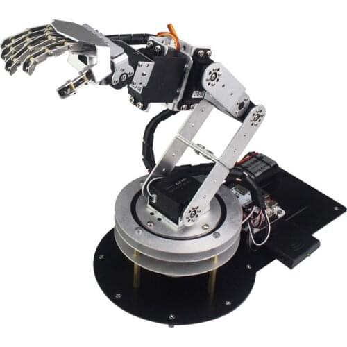 Assembled 6-DOF Bionic Robotic Arm for Arduino STM32 6 Axis Robot Arm Manipulator with MP3 Player Robot Kit Maker Experimental