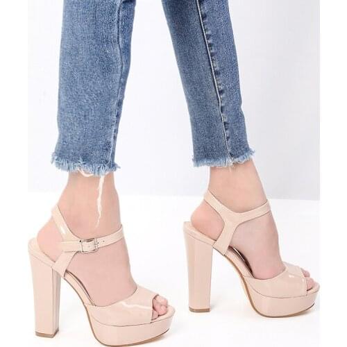 Black High Heels Summer Shoes Women Sandals 2021 Open Toe Party Ankle Strap Sandals Women 2021 High Heel Block Platform Heels