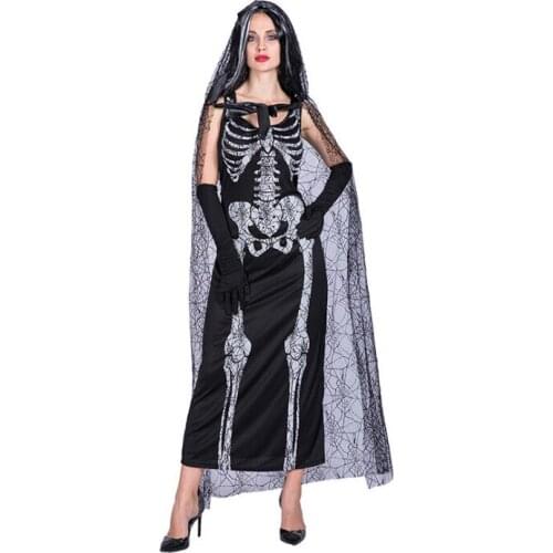 Halloween party carnival cosplay costume black gauze skeleton ghost bride zombie costume