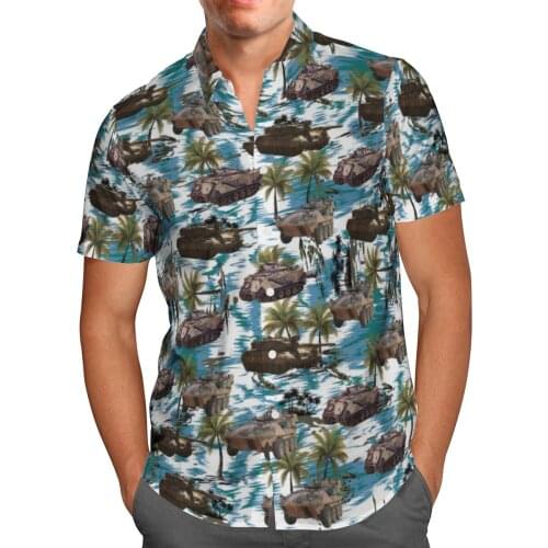 Armored Car Breathabl 3D Beach Hawaii Summer 2021 Shirt Short Sleeve Shirt Streetwear Oversized Chemise Hombre Blusa Masculina