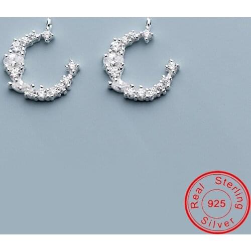 UQBing Fashion 925 Sterling Silver 11mm Lovely CZ Zircon Moon Shape Charms Pendant Diy Jewelry Necklaces Bracelets