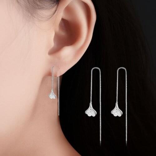 Hot Sale Promotion New Fashion Sweet Leaves Design 925 Sterling Silver Drop Earrings for Women Girls Jewelry Gift