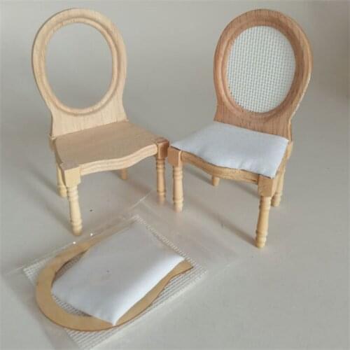 1/12 Doll house wooden mini furniture chair for dolls dollhouse accessories toys for girls DIY coloring 2pcs/set