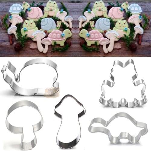 1pcs patisserie reposteria Snail Tortoise Frog Mushroom Cookie Cutter Fondant Cake Decor Tools Chocolate Cupcake Biscuit Mould