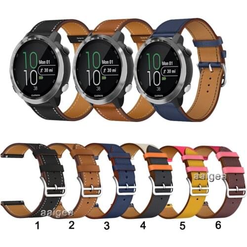 20mm 22mm Leather Watch Band Strap for Garmin Forerunner 645 645M 245 245M for Garmin Venu Sq/Vivomove HR Replacement Wrist band