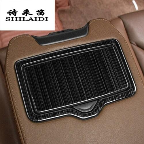 Car Styling Rear row Water Cup Holder Panel Decoration stainless steel Cover Stickers Trim For Audi Q7 Auto Interior Accessoires