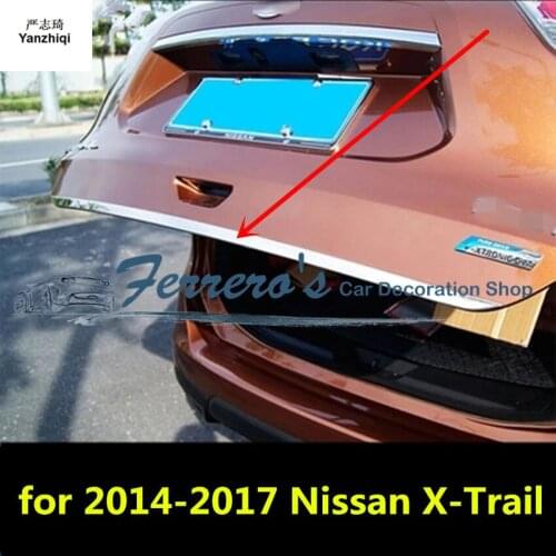 Free shipping 1pc car styling for 2014-2017 Nissan X-Trail Stainless Steel back rear trunk Protection decoration sequins